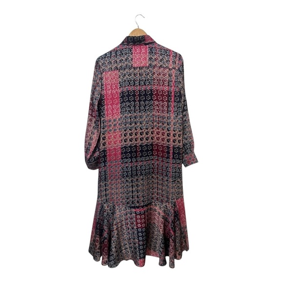 Women's Printed Dress Size 10 High Low Long Sleeves Tapestry Modest USA - Picture 2 of 4